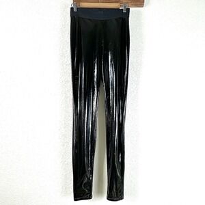 7 For All Mankind Liquid Leggings Jet Black PU Coated Faux Leather Pants Women S